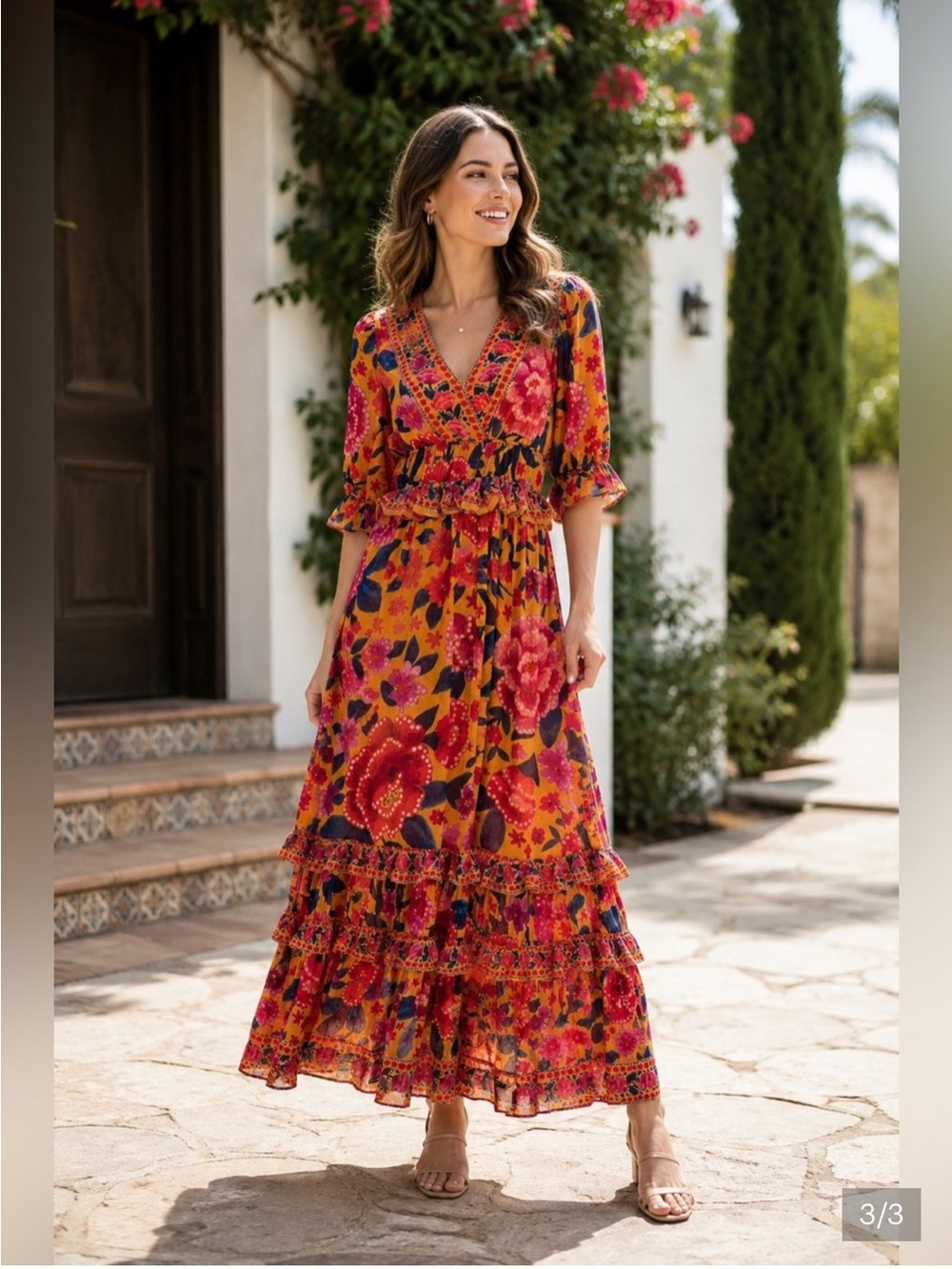 FARM Rio Yellow Floral Dream Maxi Dress NWT